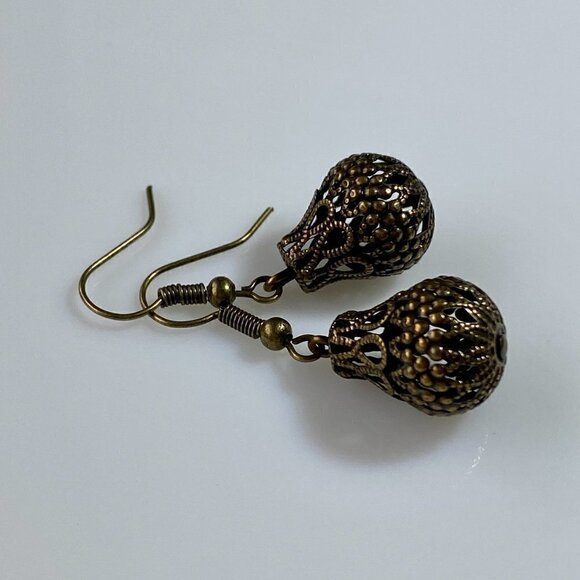 ❤️ Antique Brass Filigree Earrings - Picture 7 of 10